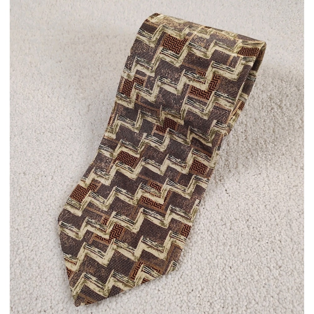 VTG Ermenegildo Zegna Silk Neck Tie Geometric 3 3/4x 57 Made In‎ Italy EUC